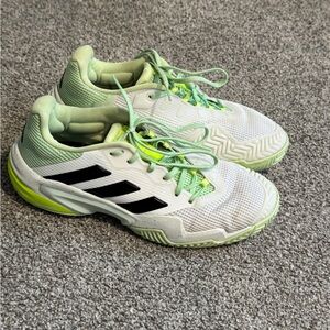 Adidas Barricade Tennis / Pickleball Shoes White Mint Neon Yellow Court Shoes